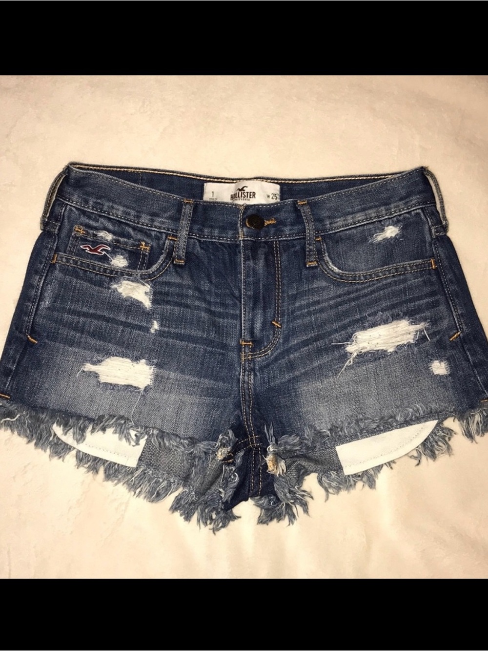 Hollister Women's Distressed Denim Cutoff Shorts - Medium Blue